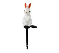 Rnj568 - Lampada solare per esterni a forma di coniglietto pasquale, decorazione per cortile, luce notturna da giardino, 47 x 10 x 8,5 cm, colore: bianco