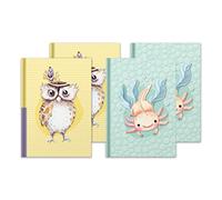 RNK RNKVERLAG 46814 - Taccuino ''Animali'' DIN A5 4 pezzi 2x punteggiato e 2x quadrettato con 96 fogli 70 g/m² ciascuno