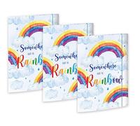RNKVERLAG 46331-3 - Cartella Over the Rainbow 240 x 330 mm, 3 pezzi, DIN A4, con chiusura a elastico