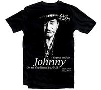 RNMSXAZNR Johnny Hallyday Star Homme Noir Mens T-Shirt Unisex XS-4XL Black