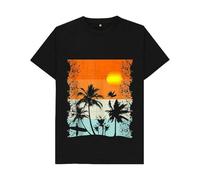 RNMSXAZNR Surfers at Beach Palm Trees Retro Vintage T-Shirt for Men