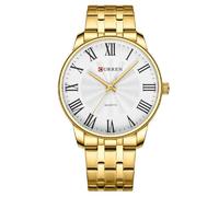 RNONDRY Orologio classico da uomo, impermeabile, Raman No. Analogico in acciaio inox, da uomo, color oro, facile da leggere, Oro