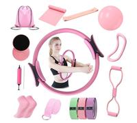 RNPKZ 15 Pezzi Pilates Essentials Kit, Kit Pilates Completo, Fitness Ring per Esercizi Interni della, Set da Pilates Cerchio Pilates con Palla Yoga, Cerchia di Pilates per Allenamenti Casa e Studio