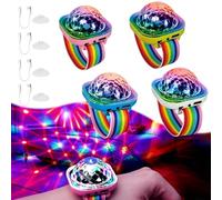RNPKZ 4 luci a sfera da discoteca, ricarica USB, braccialetto a sfera da discoteca, portatile, con ventosa, 5 dinamiche, controllo vocale, per feste, auto, danza, DJ club, bianco, rosa, giallo, blu