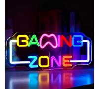 RNPKZ Gaming Zone - Cartello neon, per gaming, luce al neon, per gaming, per la camera dei giochi, per giochi e ragazzi
