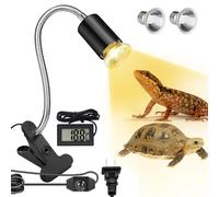 RNPKZ Lampada Riscaldante per Tartarughe, Lampada riscaldante per rettili, UVA UVB LampadaRiscaldantes, Lampadas Tartaruga Kit con 3 Lampadine 25W 50W 75W, e 1 Termometro per Rettile Anfibi Tartaruga