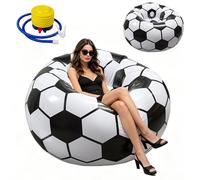 RNPKZ Poltrona gonfiabile a forma di pallone da calcio, 105 x 105 x 70 cm, con pompa ad aria, portatile, superficie floccata, super morbida, per soggiorno, camera da letto, campeggio