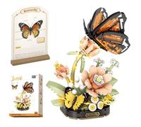 RNPKZ Set di mattoncini da costruzione, 575 pezzi, farfalle e fiori, micro mini mattoncini da costruzione, fiori e insetti, regali per bambini e adulti, decorazione creativa per la casa (farfalla)