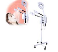 RNQZ Vapore per il viso, Vapore per il viso professionale 3 in 1 con lampada LED con ingrandimento 5X, Vapore per il viso con supporto in altezza regolabile per spa, cura della pelle di bellezza