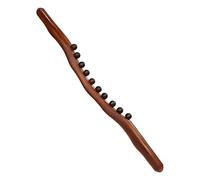 RNRC Wooden Massage Stick with 10 Scraper Beads, Ideal for Lymphatic Detox and Deep Tissue Massage, Proven to Reduce Cellulite on Back, Abdomen and Shoulders