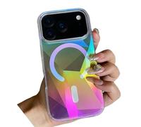 Rnrieyta Colorato Laser Magnetico Custodia per iPhone 18 Pro/iPhone 17 Pro | Compatibile con MagSafe Geometria Cover Arcobaleno Trasparente Iridescente Gradiente Olografici Caso