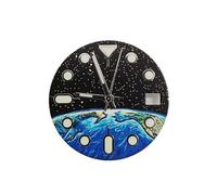 RNSZKIPJ Cielo stellato Terra Letteralmente 28.5MM Verde Luminoso Metallo Quadrante Ago Adatto per NH35/36 Movimento, Earthletting+silverloghands, misura unica