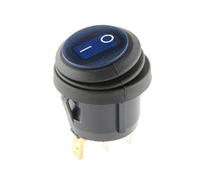 RNUMLIGH 1pc Button with 220V blue Light Rocker Switch Opening 25MM Boat-shaped Round 3Pin Silver Point Switches