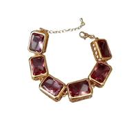 RNUMLIGH 8quot; Gioielli di moda con braccialetto a catena placcati in oro di a forma di rettangolo di colore rosso