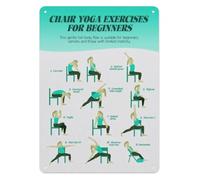 RNUMLIGH Accessible Yoga Chart Chair Poses for Beginners Seated Exercise Routine Aluminum Metal Sign for Senior Living Office Wellness Room Wall-Art 8 X 12 inch