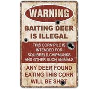 RNUMLIGH Baiting Deer Is Illegal Warning Sign Hunting Rules Metal Tin Vintage Style for Camp Lodge or Property 8 X 12 inch