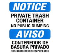 RNUMLIGH Bilingual Private Trash No Dumping Sign 12x8 Inch | English Spanish warning for dumpster fence outdoor home business property