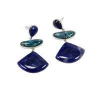RNUMLIGH Blue Apatite Gemstone Sector Dangle Stud Earrings