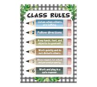 RNUMLIGH Boho Pencil Classroom Rules Poster for Teachers Elementary Preschool Kindergarten Back to School Decor Must Haves(Framed,16x24inch(40x60cm))