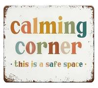 RNUMLIGH Calming Corner Sign This Is A Safe Space Funny Metal Classroom Office Room Reading Home Library Wall Decor 8 X 12 in