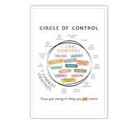 RNUMLIGH Circle of Control Poster for Anxiety & Worry, What I Can & Cannot Tool, Counselor Office & Calm Down Corner Decor(Framed,08x12inch(20x30cm))