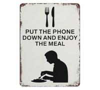 RNUMLIGH Classic Metal Tin Sign Put The Phone Down Dinner Time Wall Decor Vintage Dining Plaque for Home Kitchen Room Table 8 X 12 inch