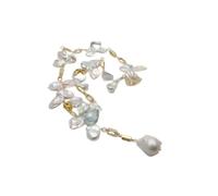 RNUMLIGH Collana con catena con pavé di perle Keshi bianche naturali con foro superiore, stile carino da donna