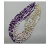 RNUMLIGH Collana con dichiarazione a forma libera di quarzo rosa con ametista naturale a 7 fili, quarzo limone, 18"