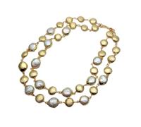 RNUMLIGH Collana di perle spazzolate da 15 mm di perle bianche coltivate d'acqua dolce da 17 mm Collana a più fili di gioielli da donna in stile lussuoso