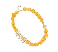 RNUMLIGH Collana girocollo con perle Biwa Keshi bianche grezze al quarzo di vetro giallo naturale da 21,5 pollici vintage for donna