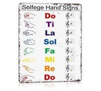RNUMLIGH Color Coded Solfege Hand Signs Chart Aluminum Metal Sign 8x12 Inch