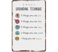 RNUMLIGH Coping Skill Metal Sign 54321 Grounding Method Calming Technique Aluminum Decor for Mental Health Therapist Gift Anxiety Panic Attack 8 X 12 inch