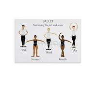 RNUMLIGH Dance Education Poster, Basic Ballet Positions of Feet & Arms, Elegant Wall Chart for Studio Home Practice(Framed,08x12inch(20x30cm))