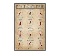 RNUMLIGH Different Baseball Pitch Grips Instructional Reference Chart Pitching Mechanics Guide Metal Wall Sign for Locker Room Training Facility 8 X 12 inch