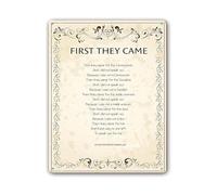 RNUMLIGH Distressed Metal Sign First They Came Thought Provoking Quote Wall Decor for Kitchen Dining Room Hallway 8 X 12 inch