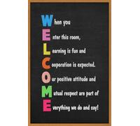 RNUMLIGH Elementary School Decor Dark Green Motivational Classroom Rules Poster Teacher Supplies Welcome Back to Wall-Art Educational Print (Framed,08x12inch(20x30cm))