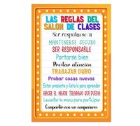 RNUMLIGH Elementary Spanish Classroom Decor Rules Posters Español Motivational Charts for Bulletin Board Teacher Learning Tools(Unframed,12x18inch(30x45cm))