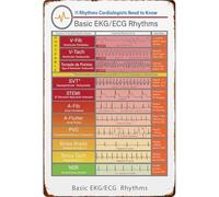 RNUMLIGH Funny Basic EKG ECG Rhythms Study Guide Metal Sign for Bedroom Office Studio Kitchen Wall 8 X 12 in