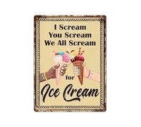 RNUMLIGH Funny Retro Ice Cream Shop Sign Metal Tin Classic Saying Wall Decor for Kitchen Cafe Bakery Home Gift 8 X 12 inch