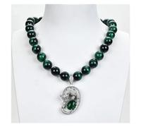 RNUMLIGH Gioielli 14mm Rotondo Occhio di tigre verde Collana pendente con pavé 18'