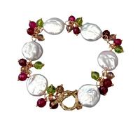 RNUMLIGH Gioielli con braccialetto avvolgente in di perla d'acqua dolce naturale coltivata a mano con perla d'acqua dolce e agata fucsia for regalo da donna