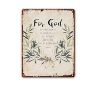 RNUMLIGH God Hath Not Given The Of Fear Scripture Metal Tin Sign Religious Wall-Art For Study Room Prayer 8 X 12 inch