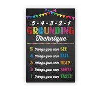 RNUMLIGH Grounding Techniques Poster Mental Health Tool Calm Down Corner Decor for Counseling Office Classroom School(Framed,12x18inch(30x45cm))