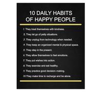 RNUMLIGH Happy Life Habits List Metal Tin Sign Daily Motivation Wall Plaque Man Cave Garage Workshop 8 X 12 inch