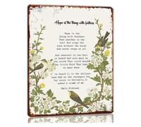 RNUMLIGH Hope Is The Thing With Feathers Vintage Metal Sign for Dorm Reading Nook Wall Decor Rustic Emily Dickinson Quote Plaque 8 X 12 inch