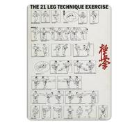 RNUMLIGH Karate Knowledge Metal Sign Twenty One Leg Technique Exercise Chart For Martial Arts Dojo Home Club Wall Decor 8 X 12 inch