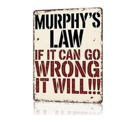 RNUMLIGH Murphys Law Wall-Art Vintage Style Humor Metal Sign for Office Cubicle Programmer Gift Idea (8 X 12 in)