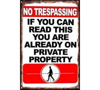 RNUMLIGH No Trespassing If You Can Read This Are On Private Property Distressed Rustic Metal Sign For Farm Barn Shed Boundary Wall 8 X 12 in