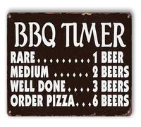 RNUMLIGH Retro BBQ Sign Vintage Tin with Timer Hilarious Grilling Wall-Art for Backyard Patio Deck Outdoor Kitchen Decor 8 X 12 in