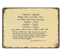 RNUMLIGH Retro Foreign Script Metal Tin Sign Vintage Hebrew Style Text Wall Decor Aged Poster 8 X 12 Inch